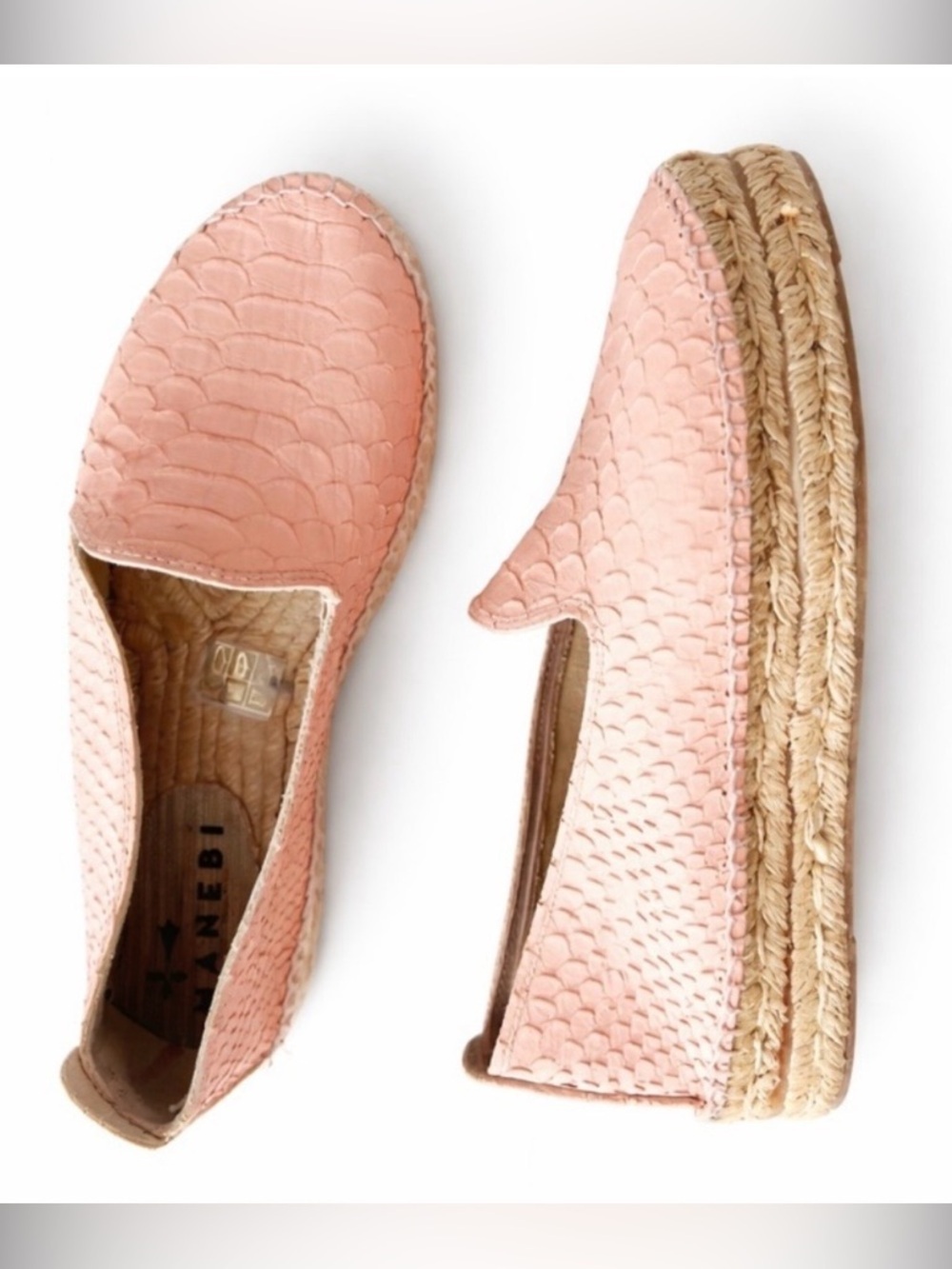 MANEBI Shoes Espadrilles Platform Jute Spain 39 flat slip on Double Sole